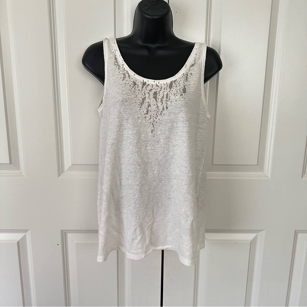 White Sequin Women's Tank Top